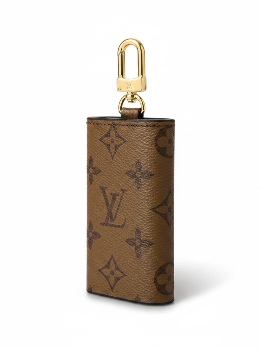 LV brown Monogram Key Holder Gold Hardware petal floral motifs new